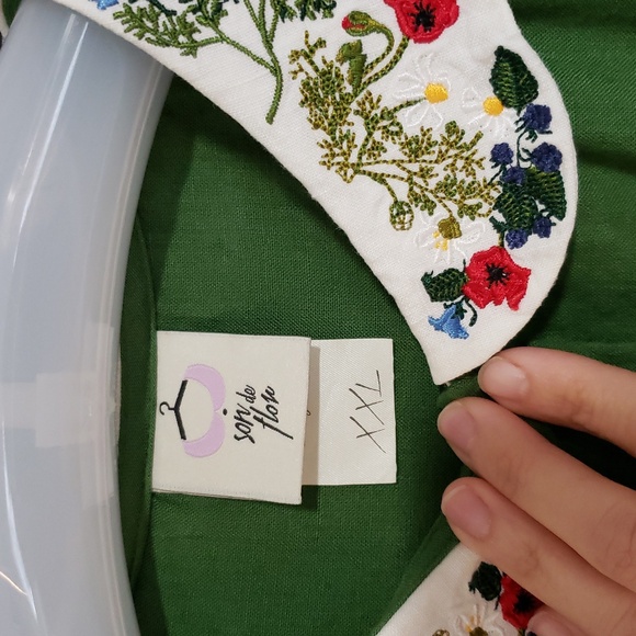 Son de Flor, Classic Dress with Garden Peter Pan Collar, Spring Green, XXL - Picture 6 of 11